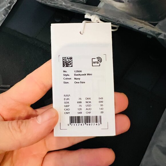 Brand New Rains Mini Water Resistant Backpack Navy - Picture 5 of 16